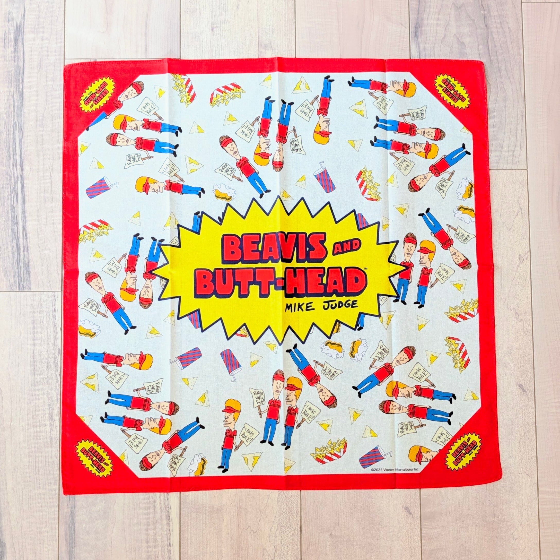 【 BEAVIS AND BUTT-HEAD（ ビーバス・アンド・バットヘッド ）】バンダナ / ランチクロス / MTV 〚アメリカン雑貨 アメトイ〛