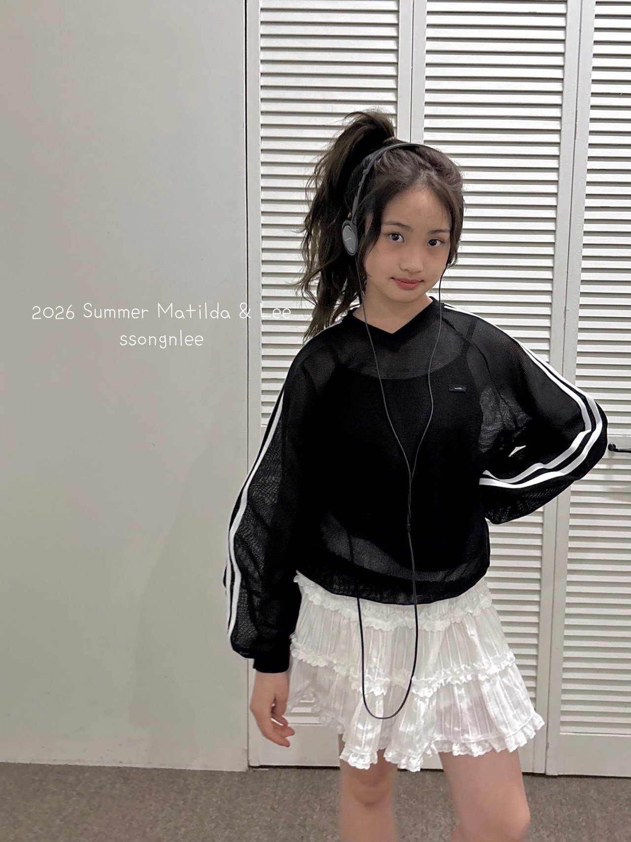 [Matilda&Lee] Two-line mesh tee (15/17/19) / [마틸다앤리] 두줄메쉬티 (15/17/19)
