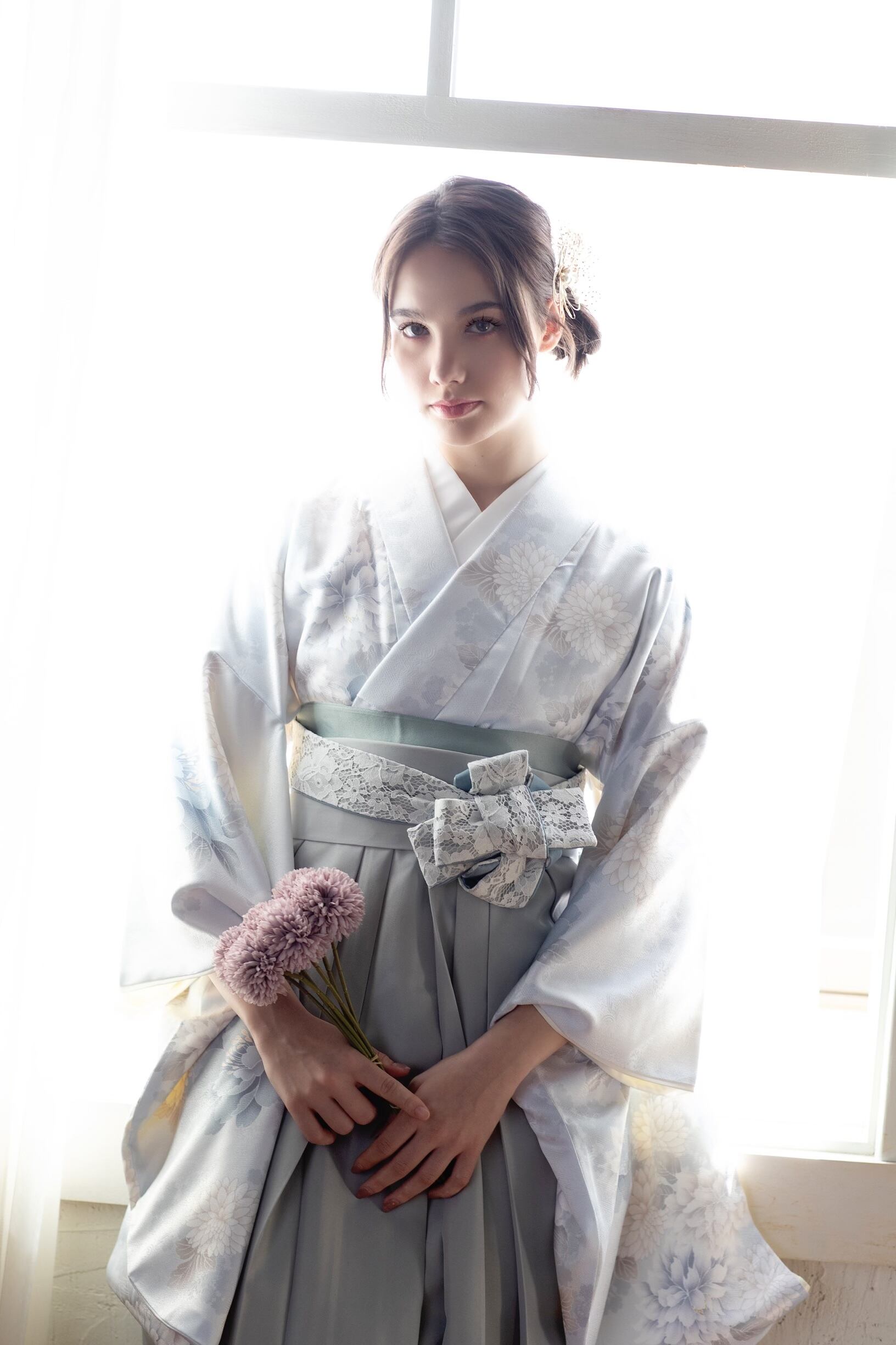 Kimono Sienne 卒業式袴3点セット 水色 ライトブルー 袴 二尺袖着物 袴 Kimono Sienne 卒業式袴3点セット 水色 ライトブルー 袴 二尺袖着物 袴