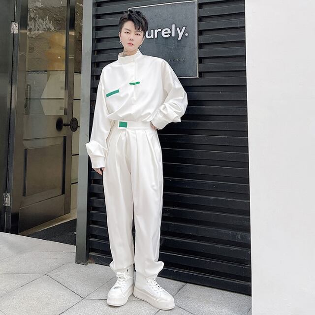 予約販売】メンズ セットアップ 無地 ワンポイント ブラック ホワイト