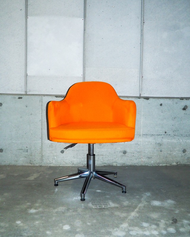 Orange swivel/height-adjustable shell-style personal chair