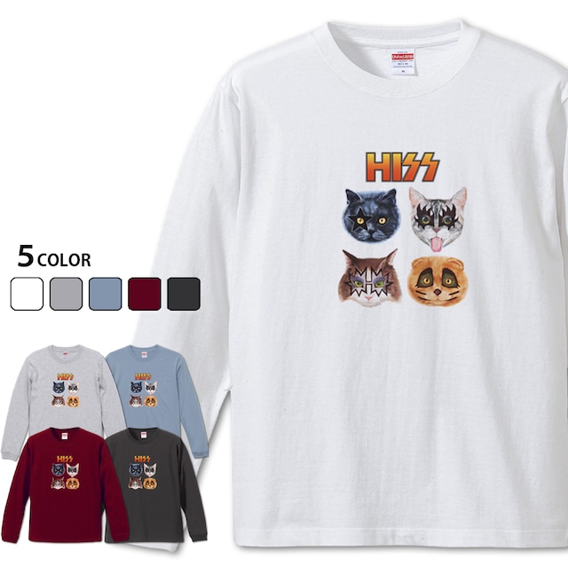 【HISS 長袖】 HISSシリーズ ロックな猫ちゃんTシャツ