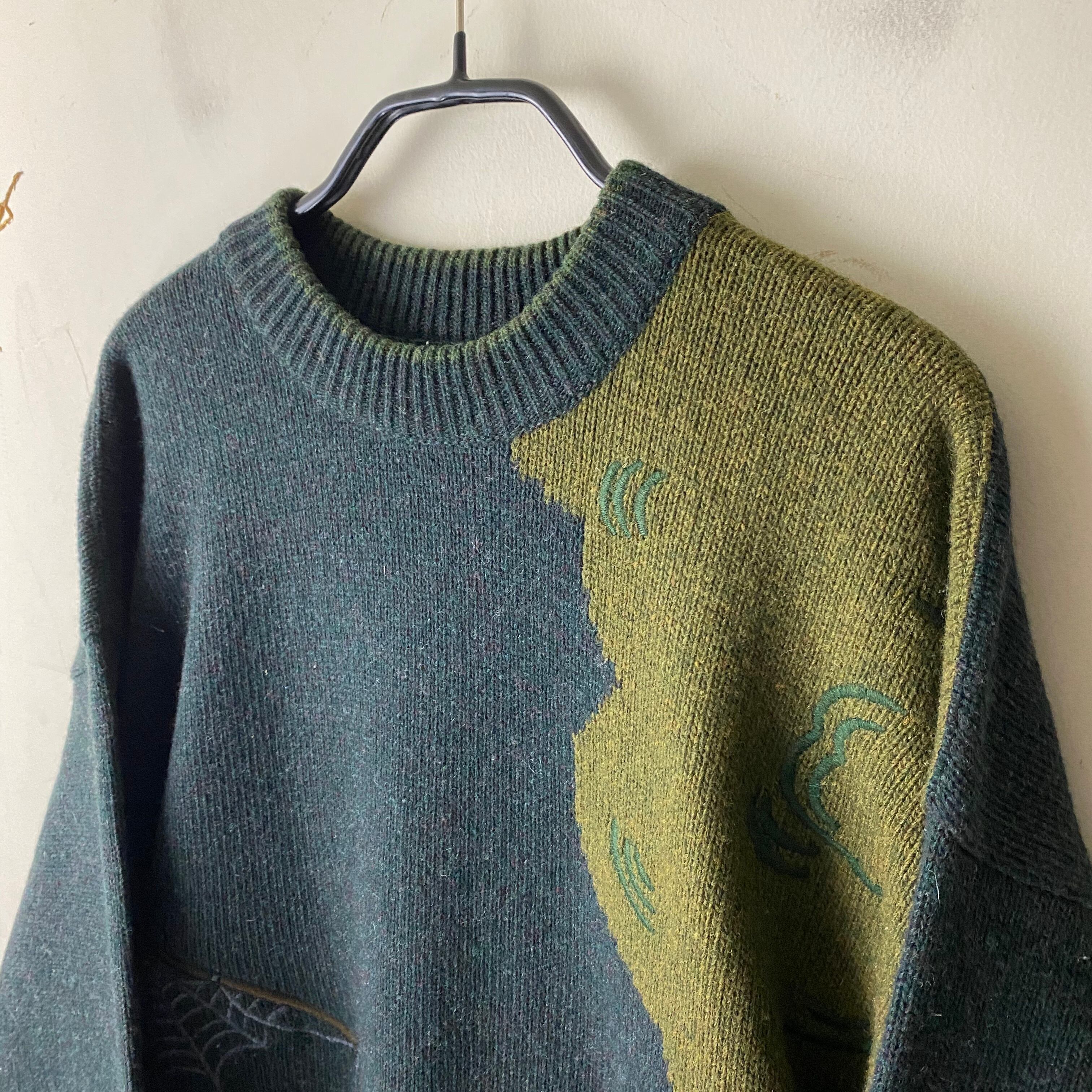 vintage JC de CASTELBAJAC wool rib knit sweater “yogi bear” | NOIR 