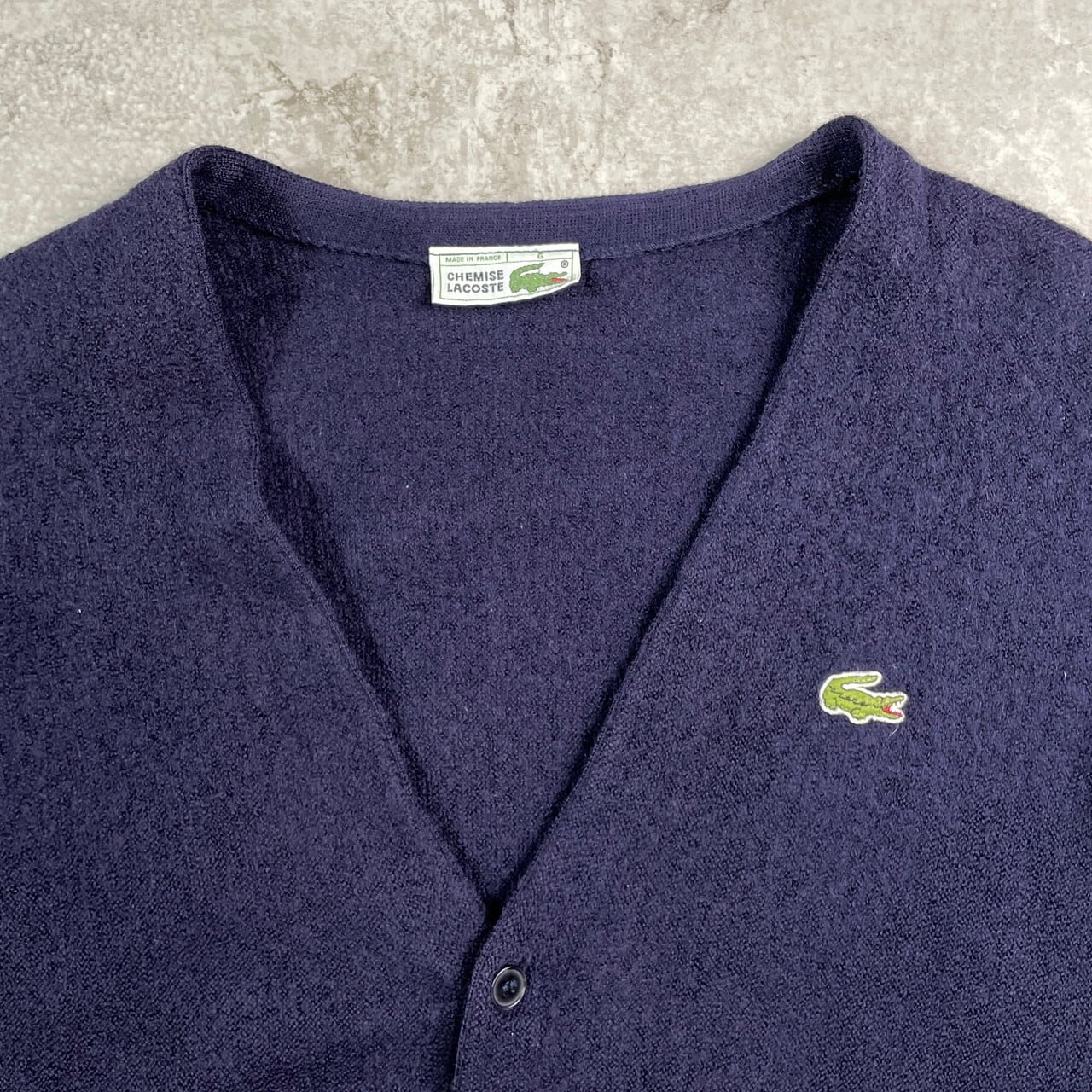 80年代 フランス製 LACOSTE ラコステ ウールニットカーディガン メンズ