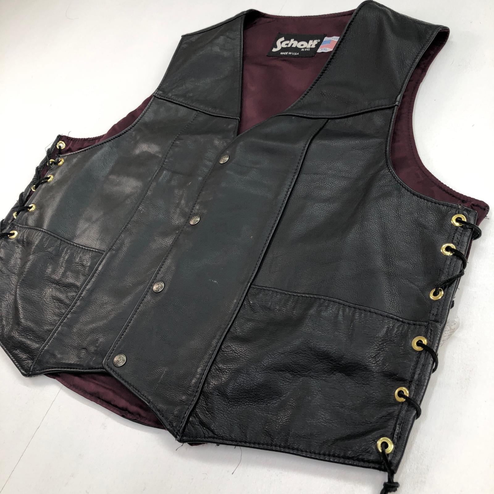 SCHOTT ショット 80- 90年代 USA製 レザーベスト ライダースベスト