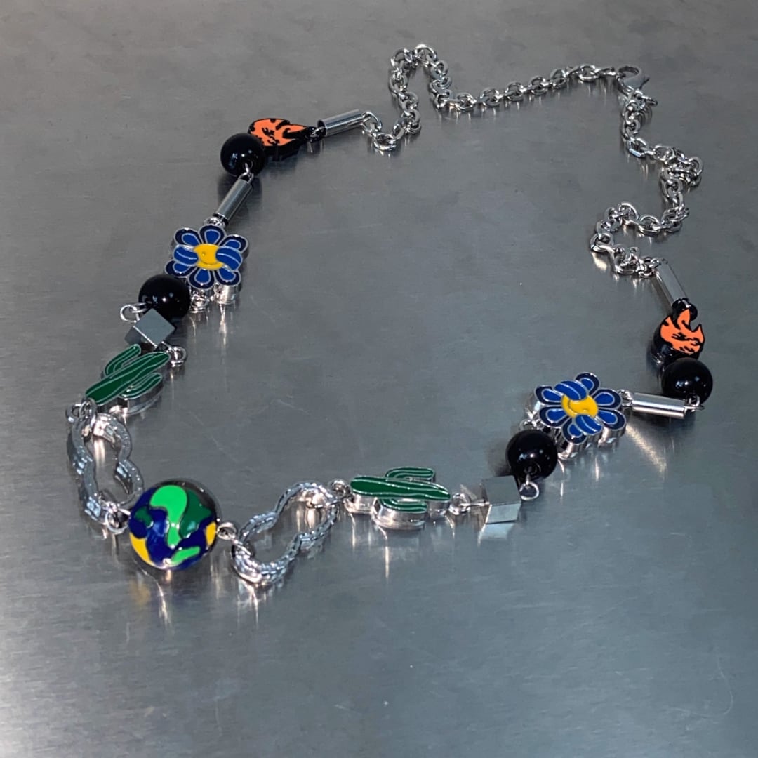 Cactus Planet Necklace – Unisex Hip-Hop Long Chain, Trendy Statement Style (FD024)