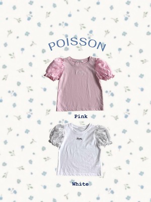 [予約] POISSON - lucky puff T-shirt ( pink / white )