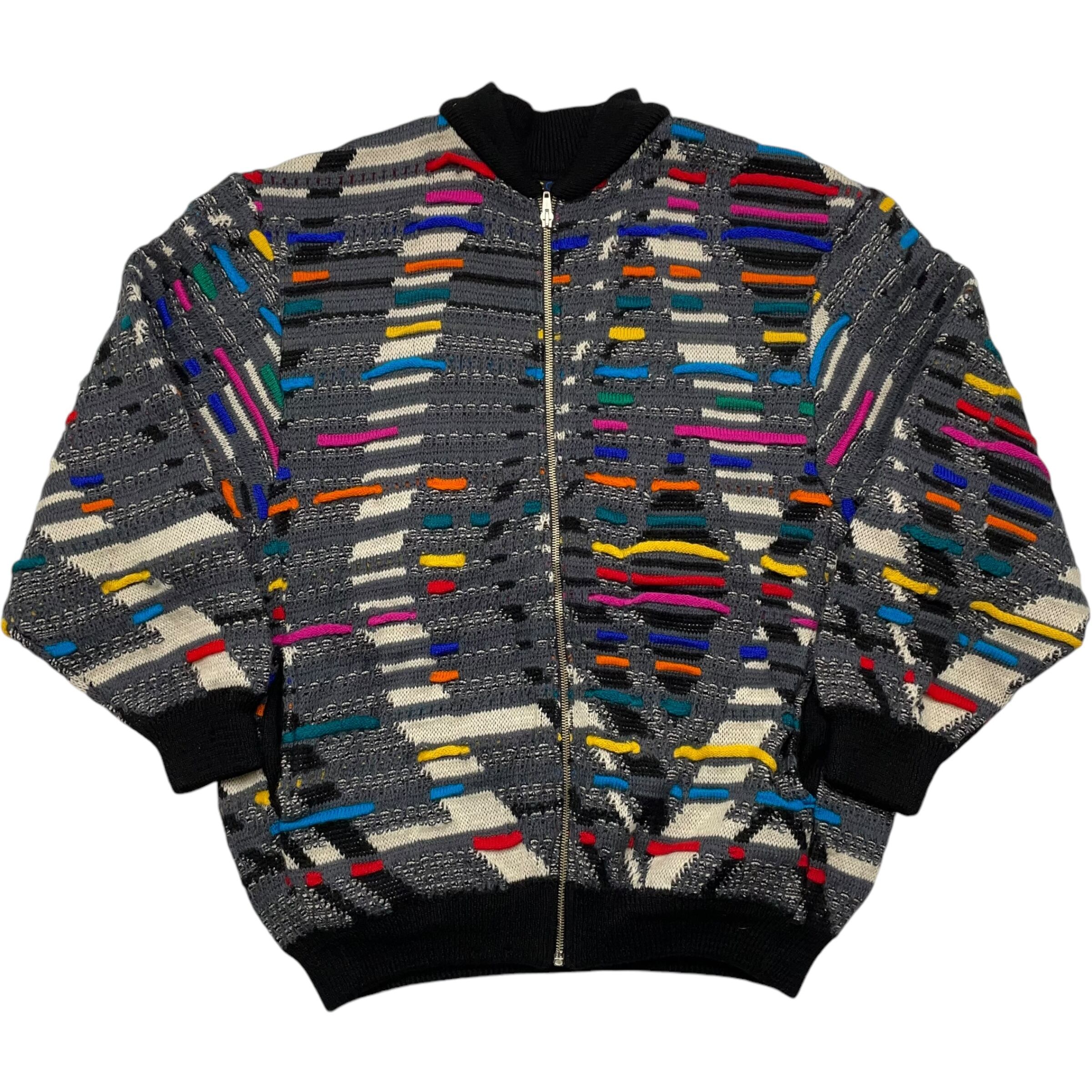 《XL》COOGI クージー 激レア フルジップ 3Dニット 総柄 no.4684