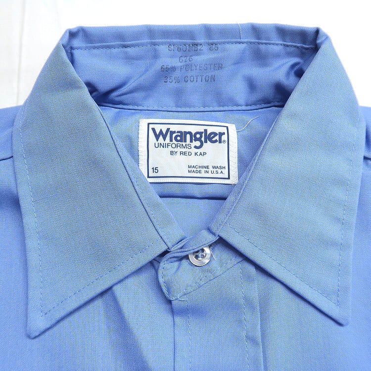 古着 USA製 Wrangler ラングラー RED KAP 半袖 ワークシャツ ブルー系