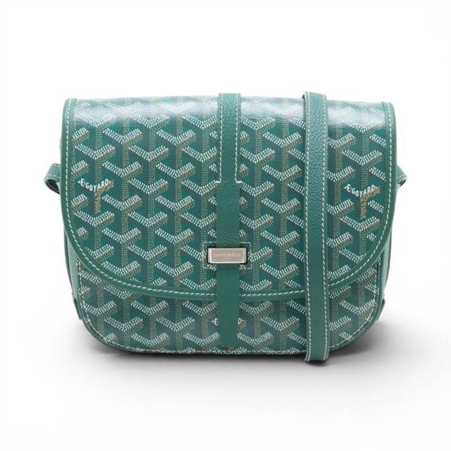 Rare◇GOYARD PVC x Leather Green Shoulder Bag 891