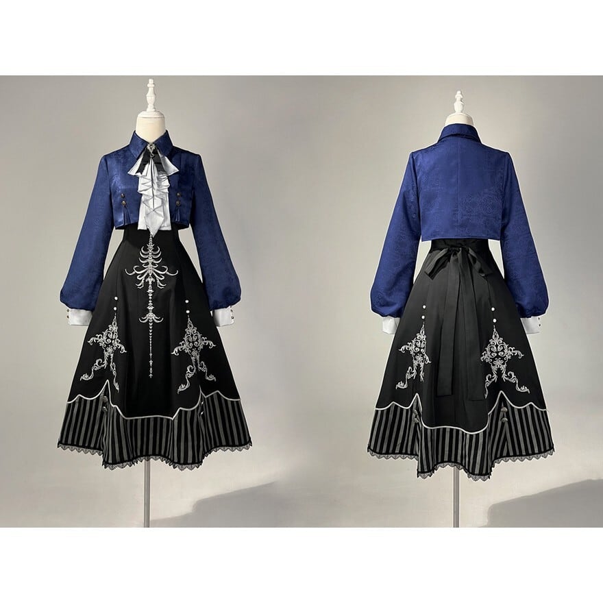 クラシカルロリータ｜骨刺繍が浮かぶダーククラシカルJSK＆ボレロ