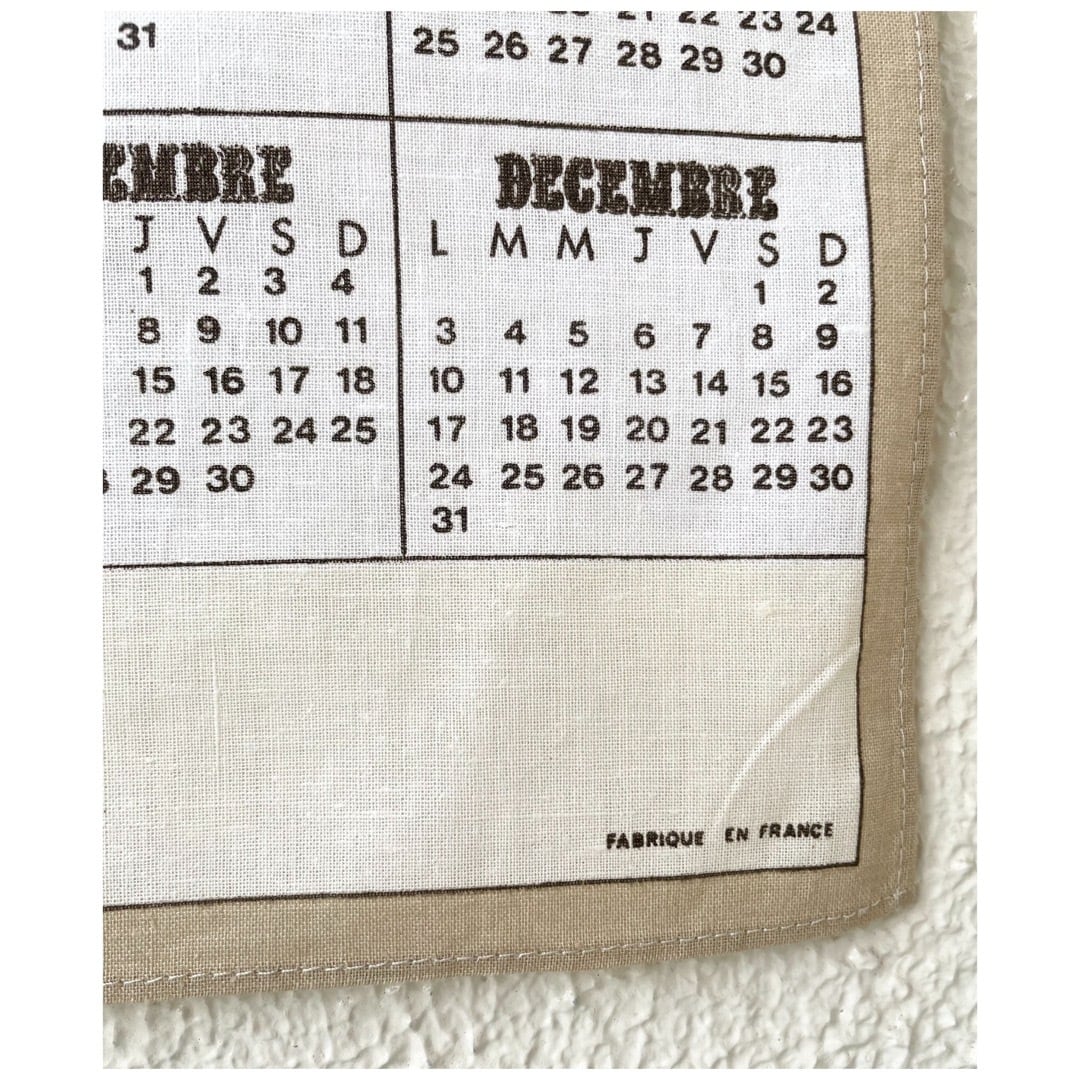 フランス買付 ヴィンテージ ファブリックカレンダー クロス