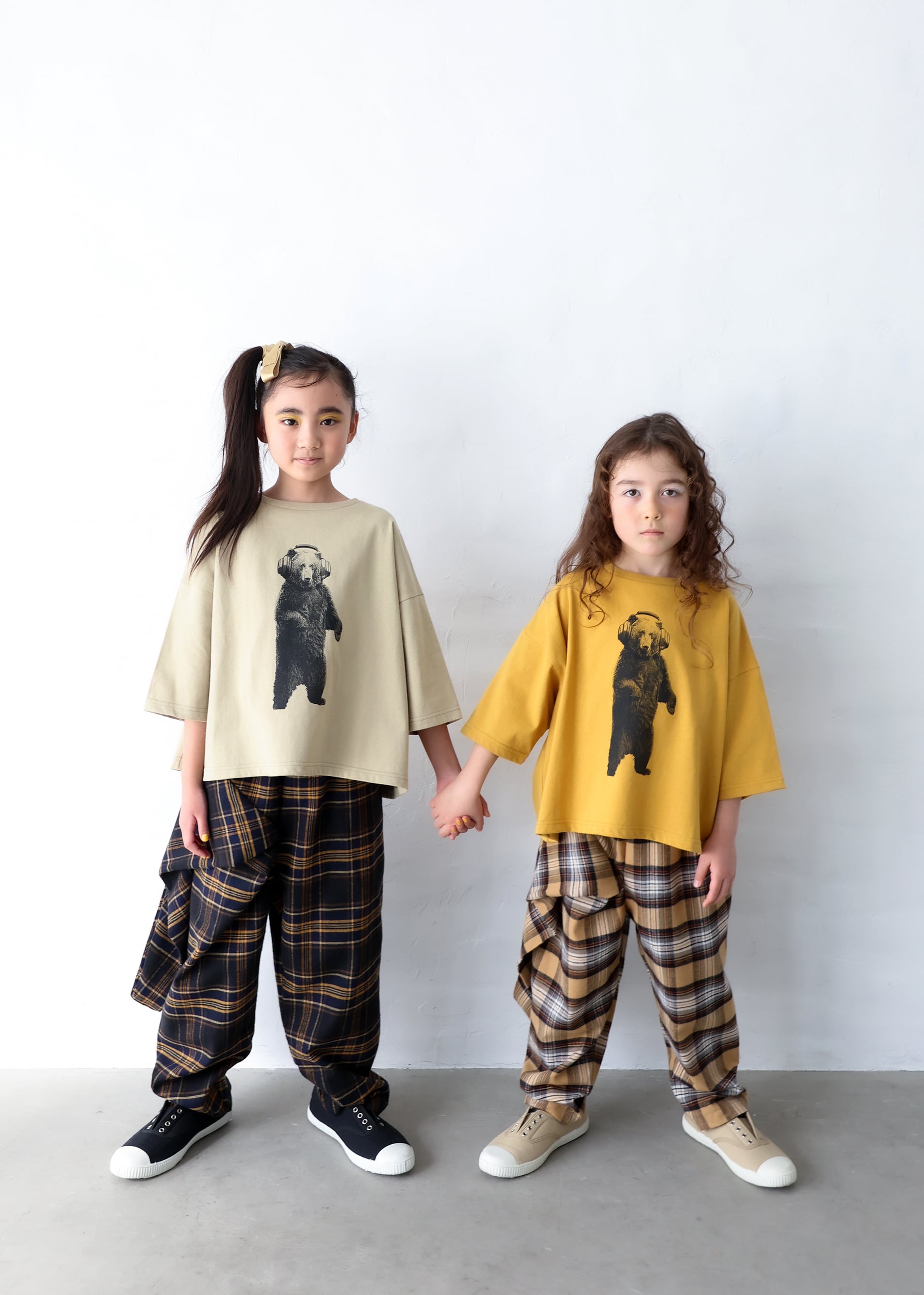 【25AW】michirico(ミチリコ)立ちクマT ウィローグリーン(S/M)長袖Tシャツ くま