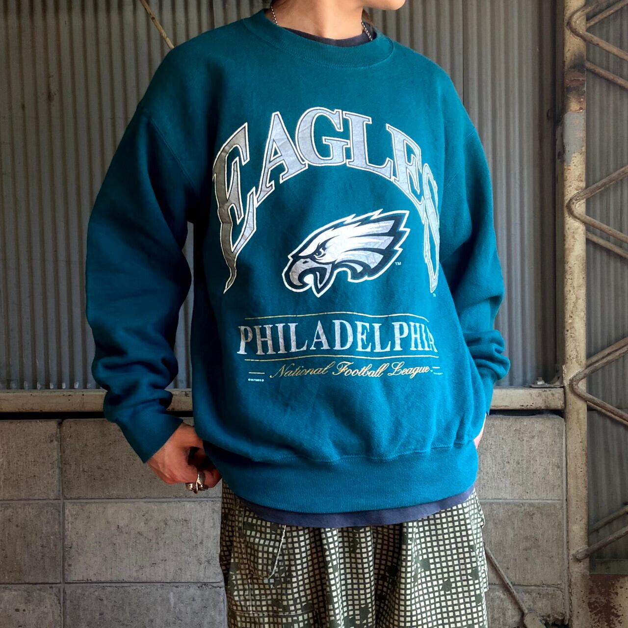 レア○vintage《NFL》イーグルス 刺繍スウェットトレーナー/メンズL