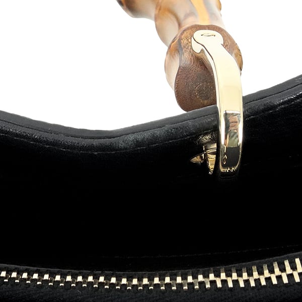 Unused GUCCI グッチ バンブーショッパー ミディアム レザー ブラック