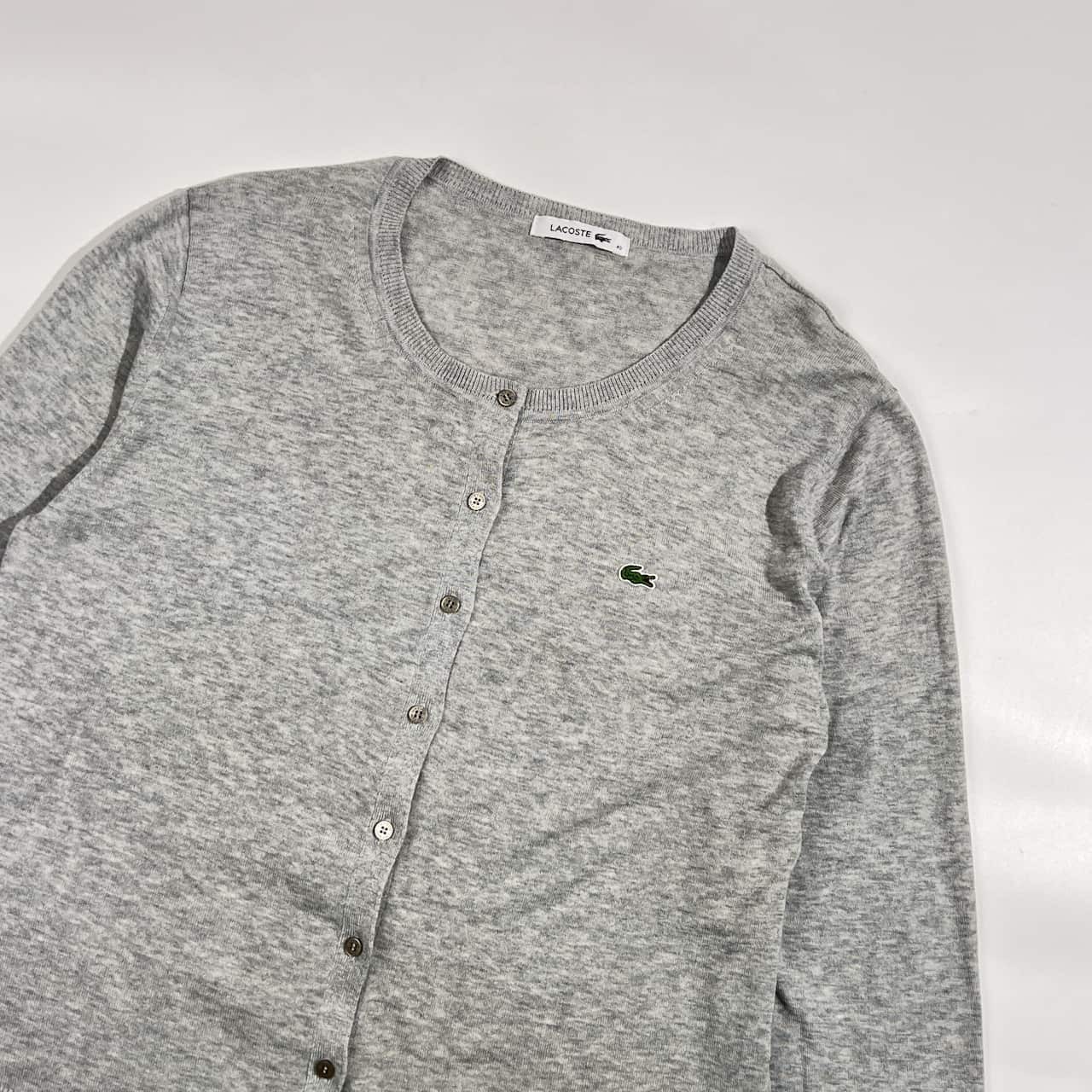LACOSTE ラコステ コットン ニット カーディガン 40/グレー系 レディース カジュアル ハイゲージ