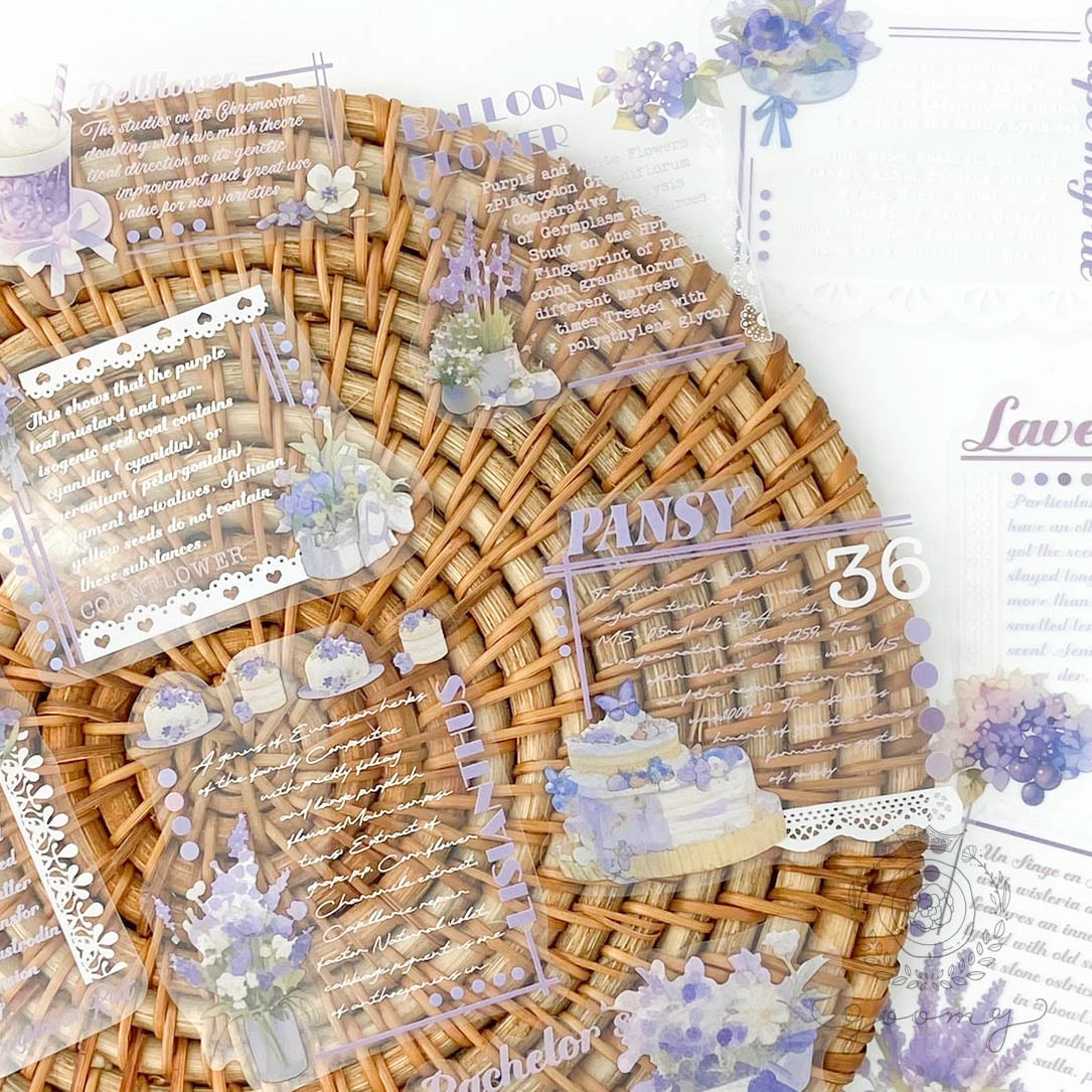 フラワーフレークシール パープル <S771>