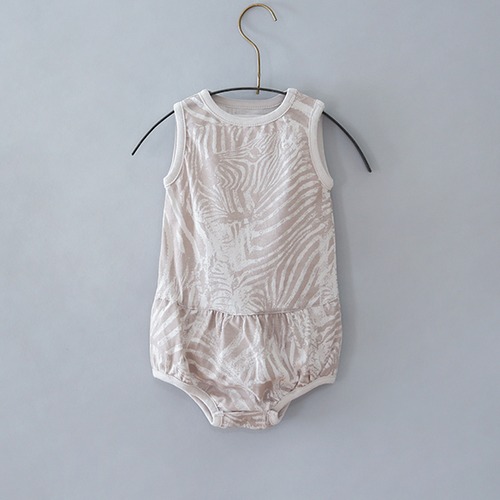 Real zebra TEX rompers /   baby XS(85)  /  Pearl Gray