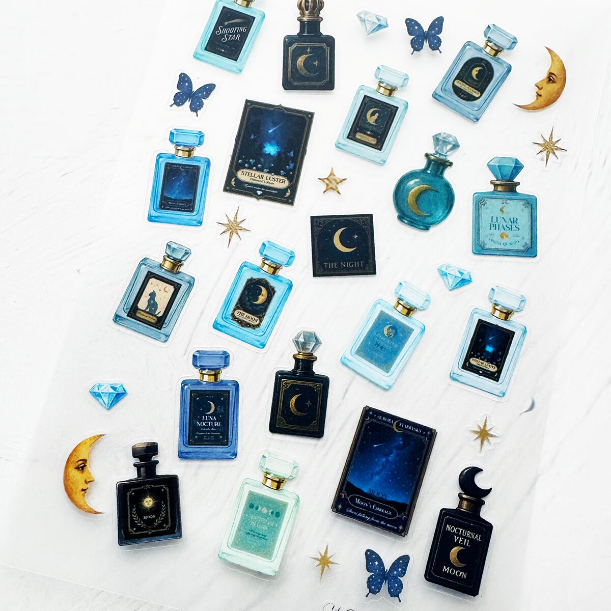 予約❤️夜空香水瓶セット✨ SALE】全4種・アンティークコラージュ香水瓶・星空香水瓶 ステッカー