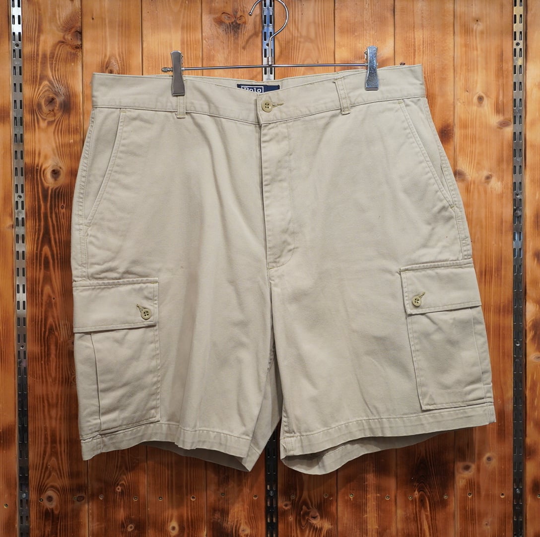 90s ralphlauren polo chino スクエアタグ カーゴショーツ W36/ラルフローレン ハーフパンツ
