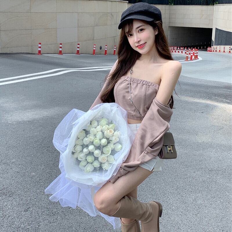 トップス Tシャツ オータムショートスタイルウェスト ロング 秋物 ピュア ガールズファッション28635723157