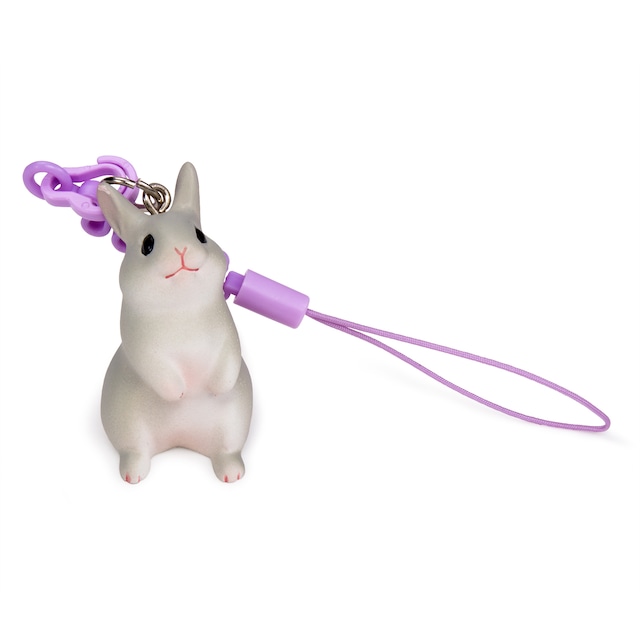 hamuco うさぎ ネザーランドドワーフ ストラップ HS-2003 グレー hamuco うさぎ ネザーランドドワーフ ストラップ HS-2003 グレー
