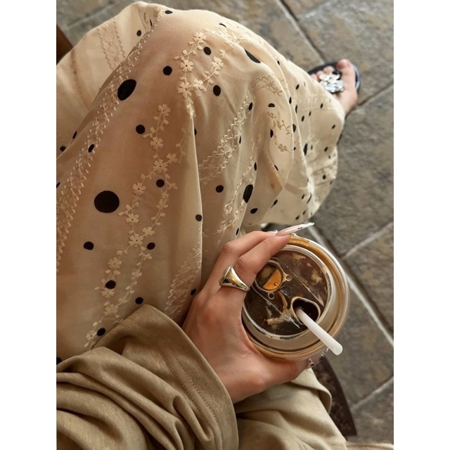 lace embroidery irregular dot sheer pants  e2014