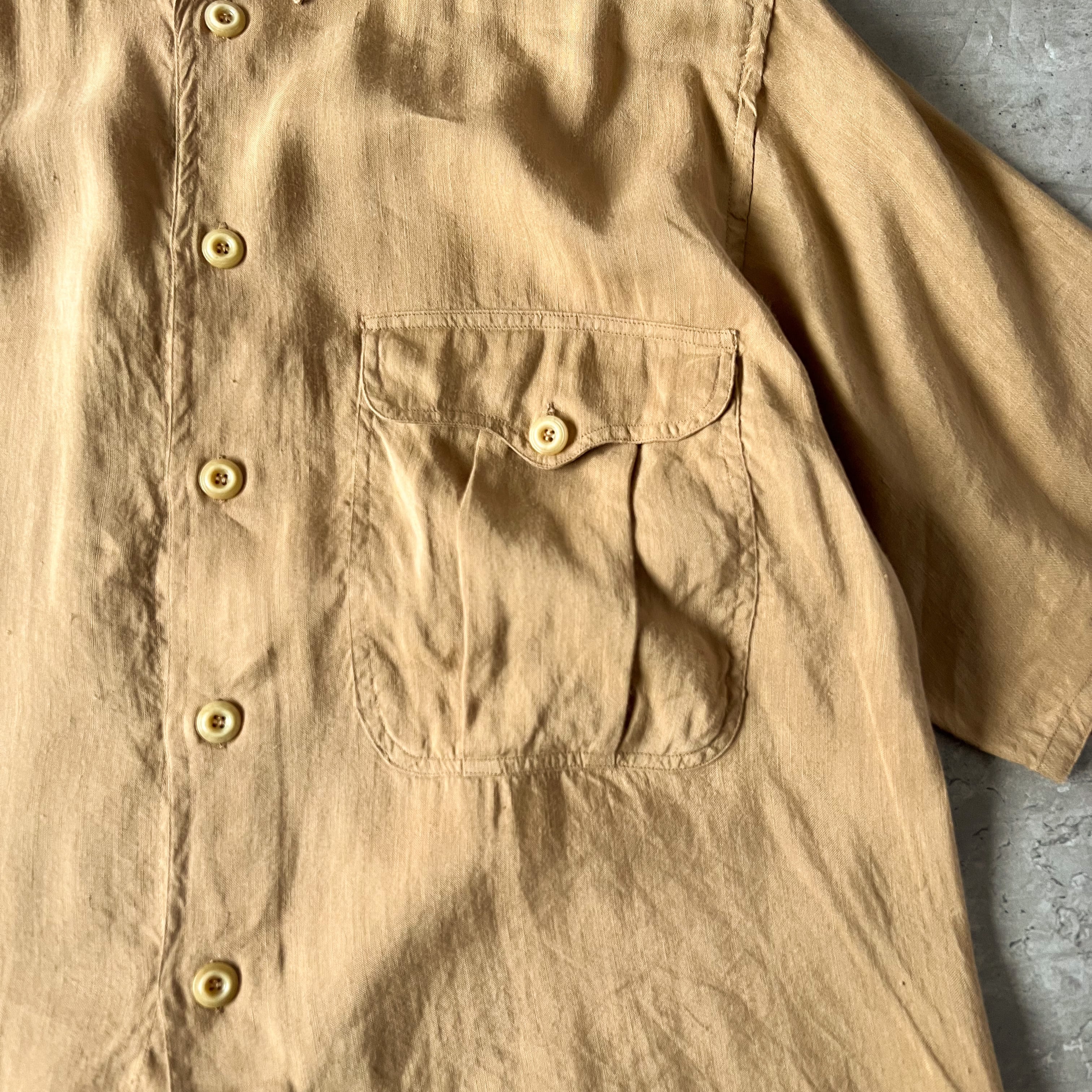 90s “GIORGIO ARMANI” made in italy linen short sleeve shirt 90年代