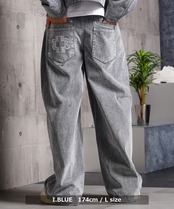 ◆フロッキーデニム Wポケットワイドストレートパンツ◆lf-26204