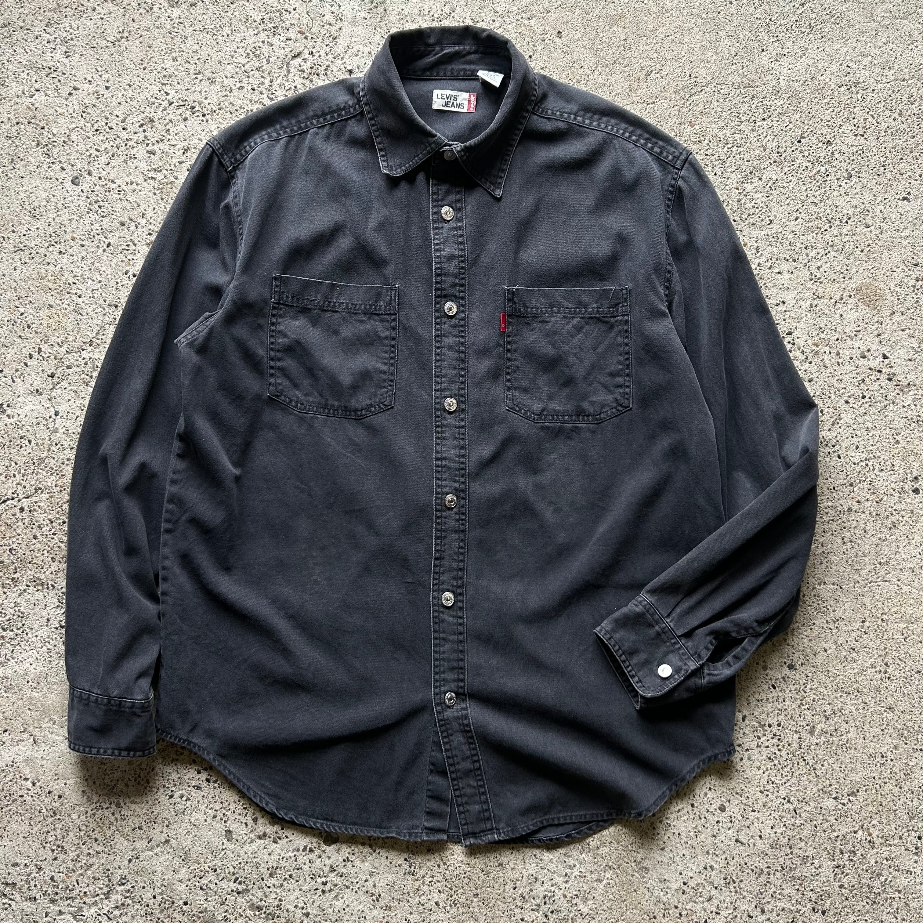 LEVI’S リーバイス　ブラックデニム　シャツ　メタルボタン　レッドタブ　XL