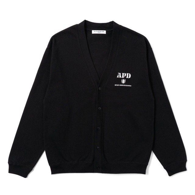 ALPSDR TULIP LOGO SWEAT CARDIGAN / BLACK