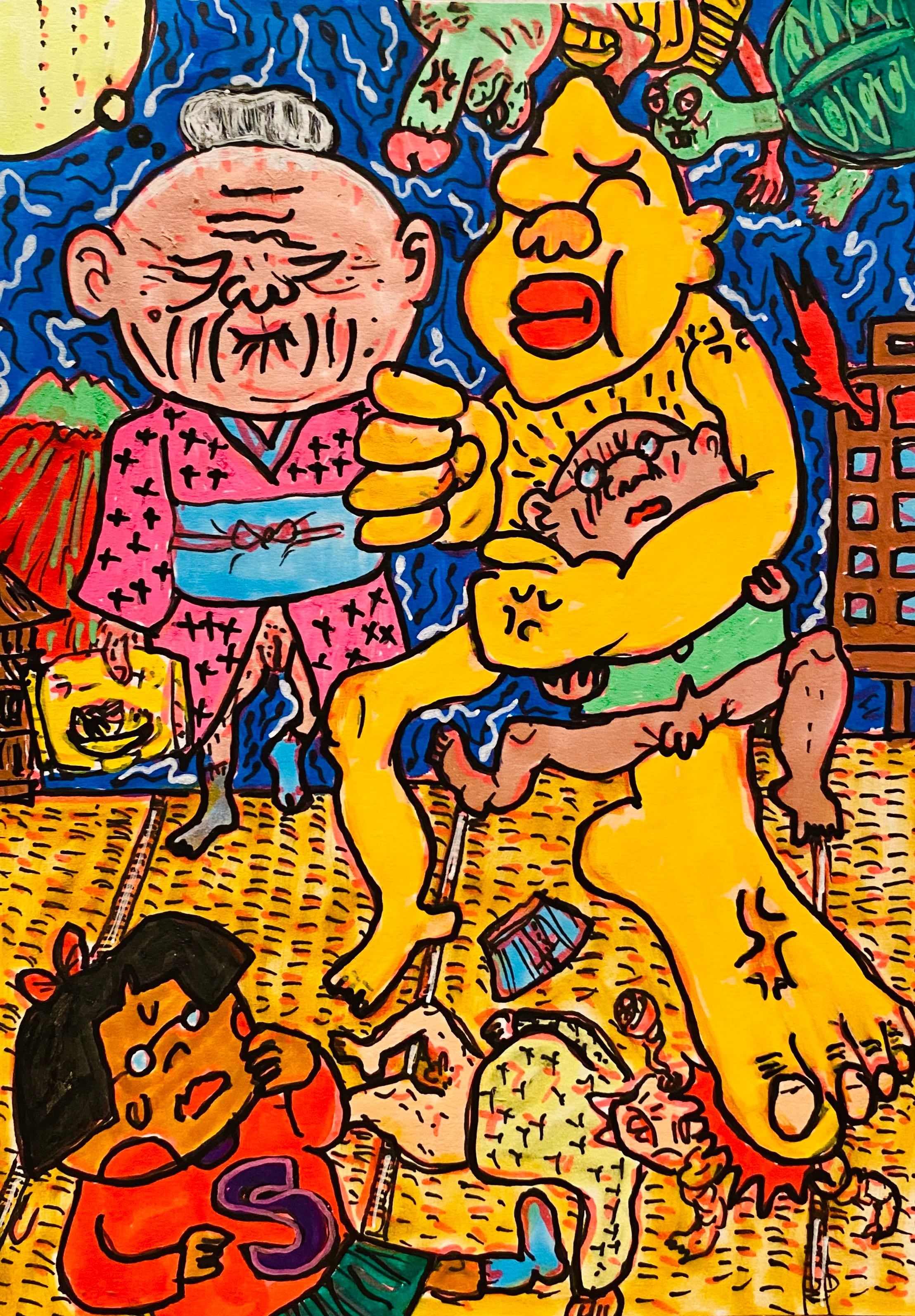 原画・着色ドローイング「明日への願い」B6 | 根本敬小売店ーTakashi