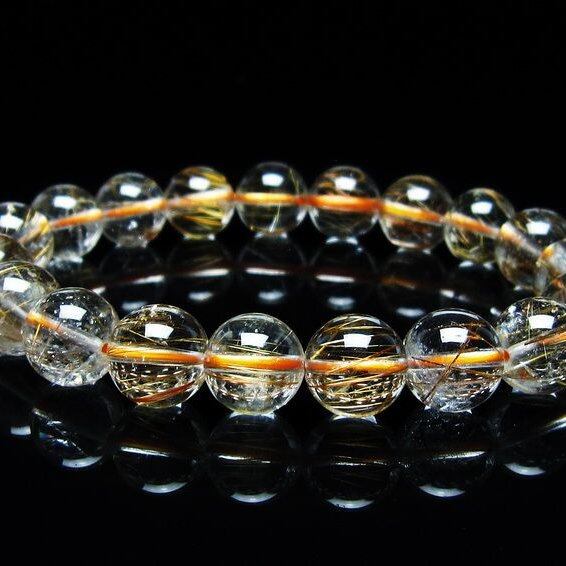 キャッツアイルチルクォーツ ブレスレット 10mm ルチルクォーツ ブレス 一点物 メール便可 [M便 1/10] 111-45841