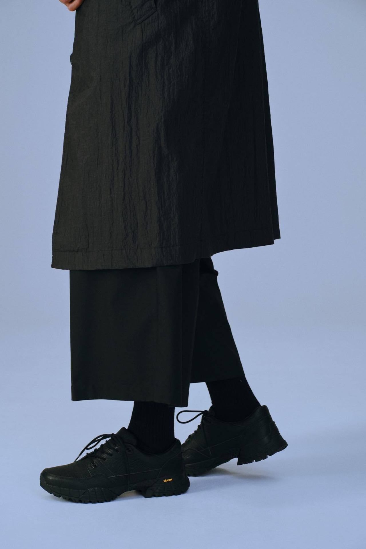 T/R Shin Cut Wide Easy Trousers - Gray -