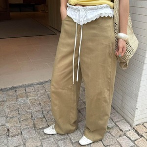 Lace Trim Wide Pants 3col W00158
