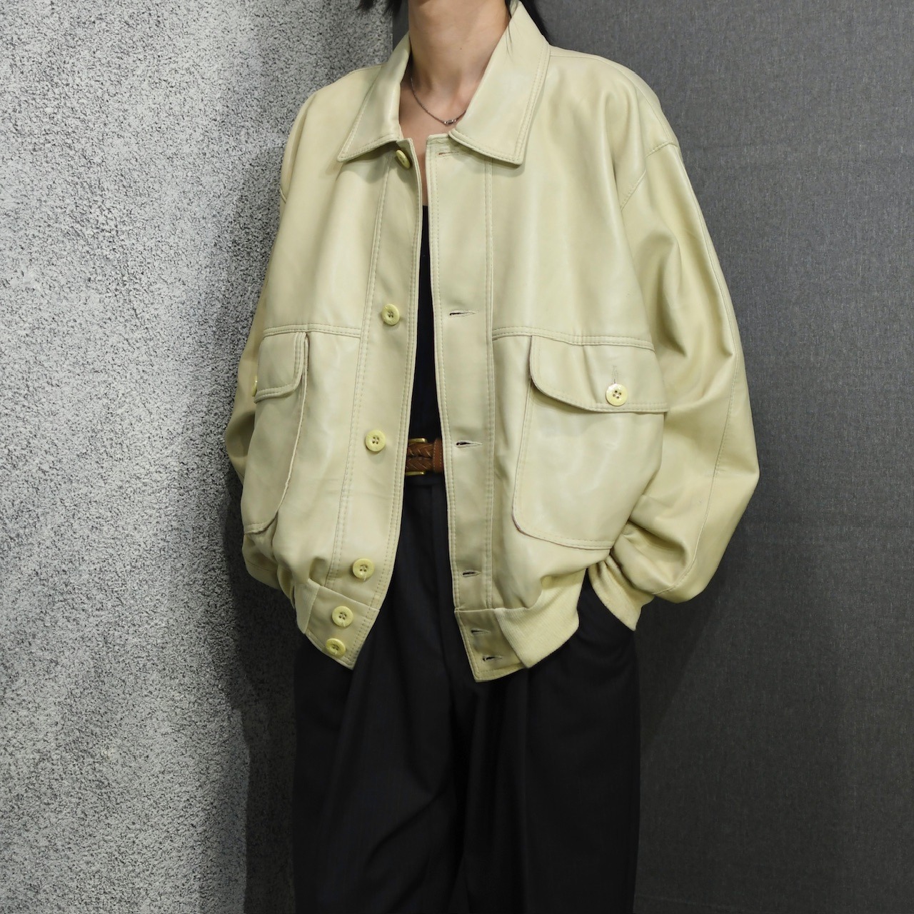 faux leather jacket ivory