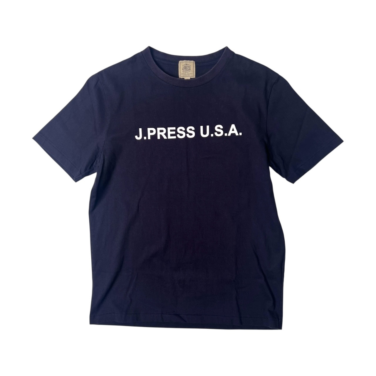 J.PRESS ジェイプレス プリント 半袖Tシャツ M/ネイビー
