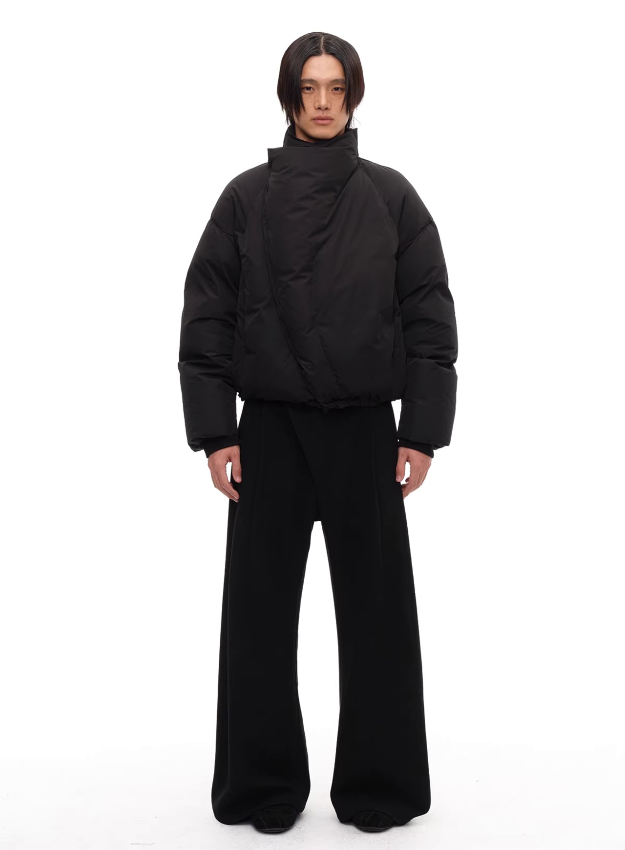 JCAESAR STUDIO Wool Asymmetric Pleated Trousers