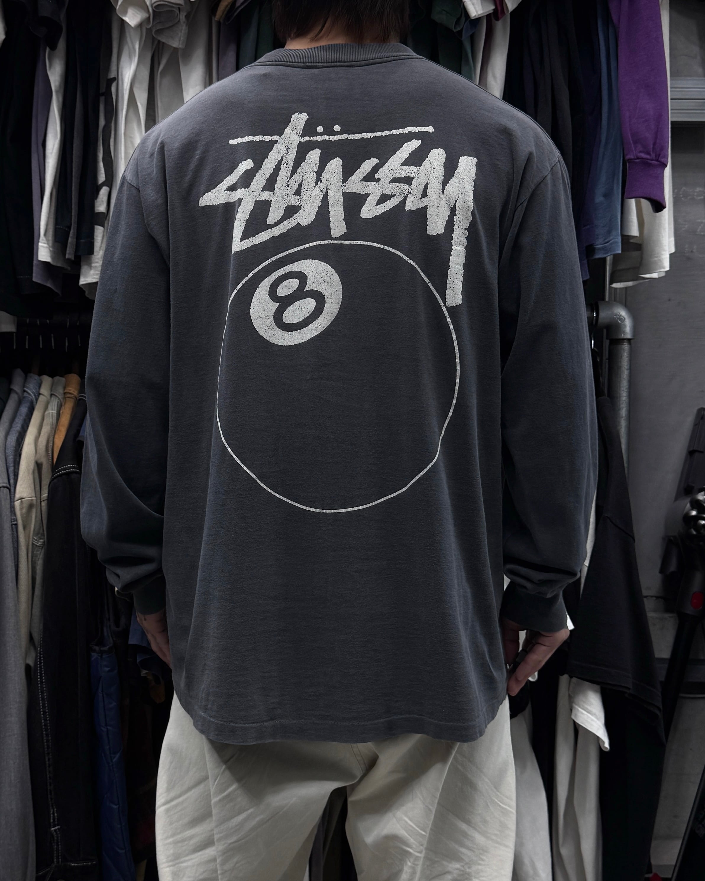 80s 黒タグ STUSSY ロンT 8ボール フェード 黒 アメリカ製 XL Special!!】80's~90's old stussy “8 ball” Long Sleeve Tee “黒タグ