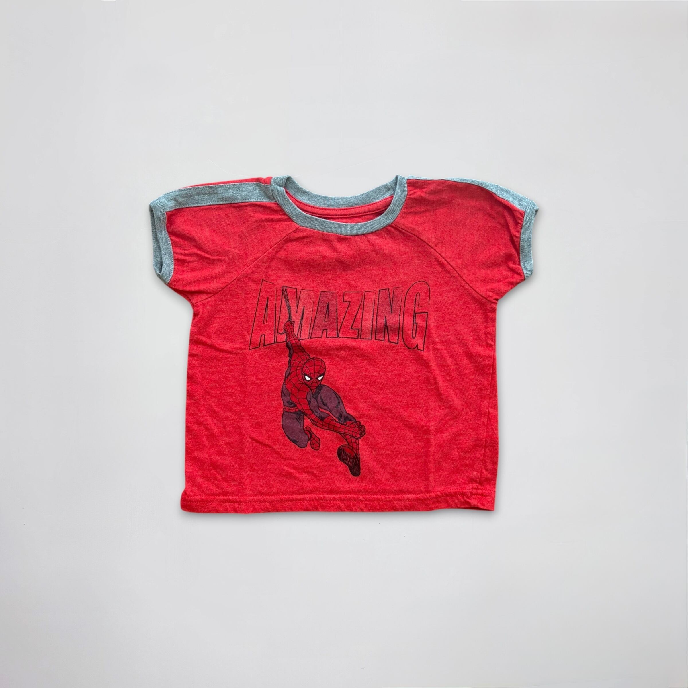 【18-24m】MARVEL Super heroes T-shirt (Spiderman) マーベル スーパーヒーロー Tシャツ (スパイダーマン) 赤 アメコミ