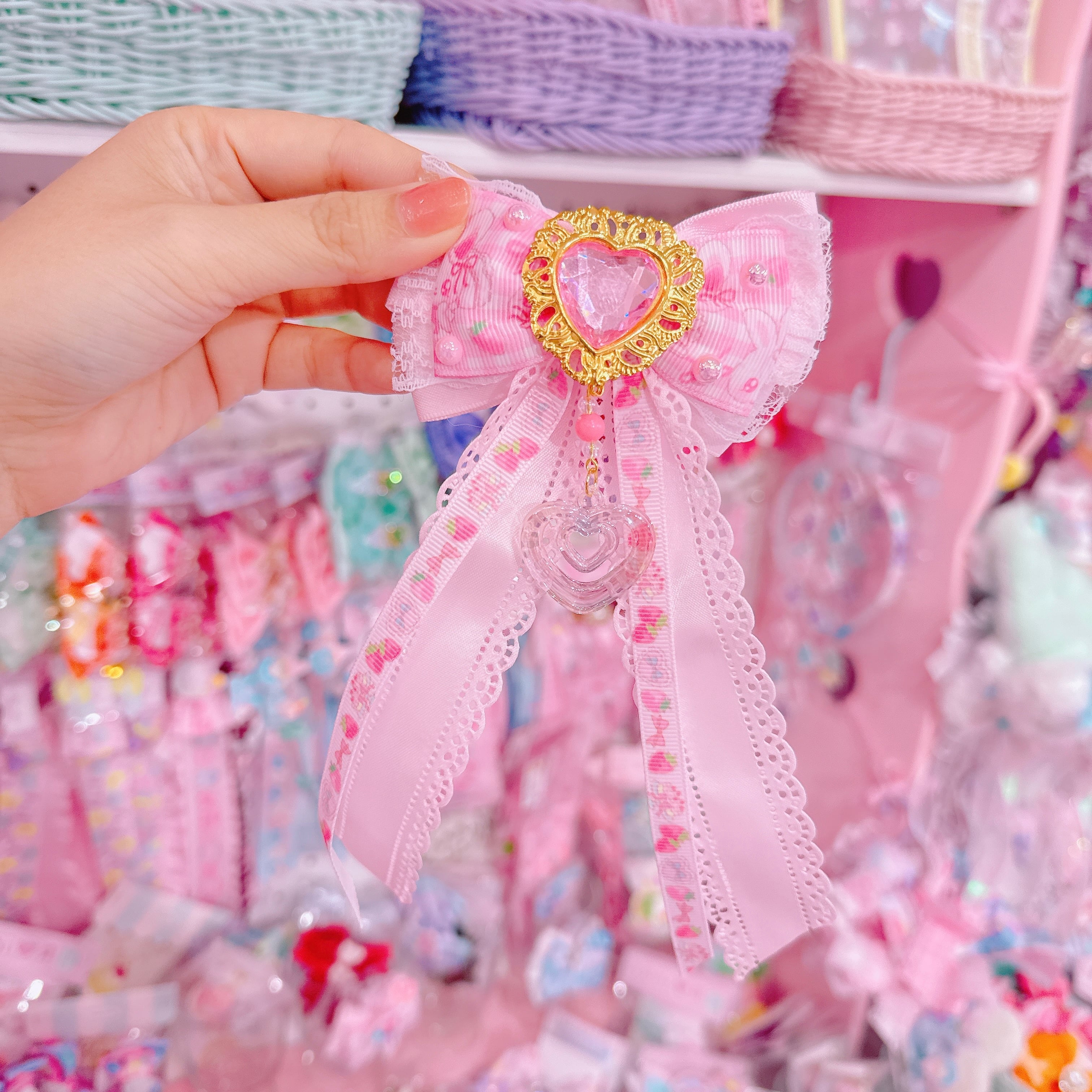 【F7】62-33たらりんリボンヘアクリップ