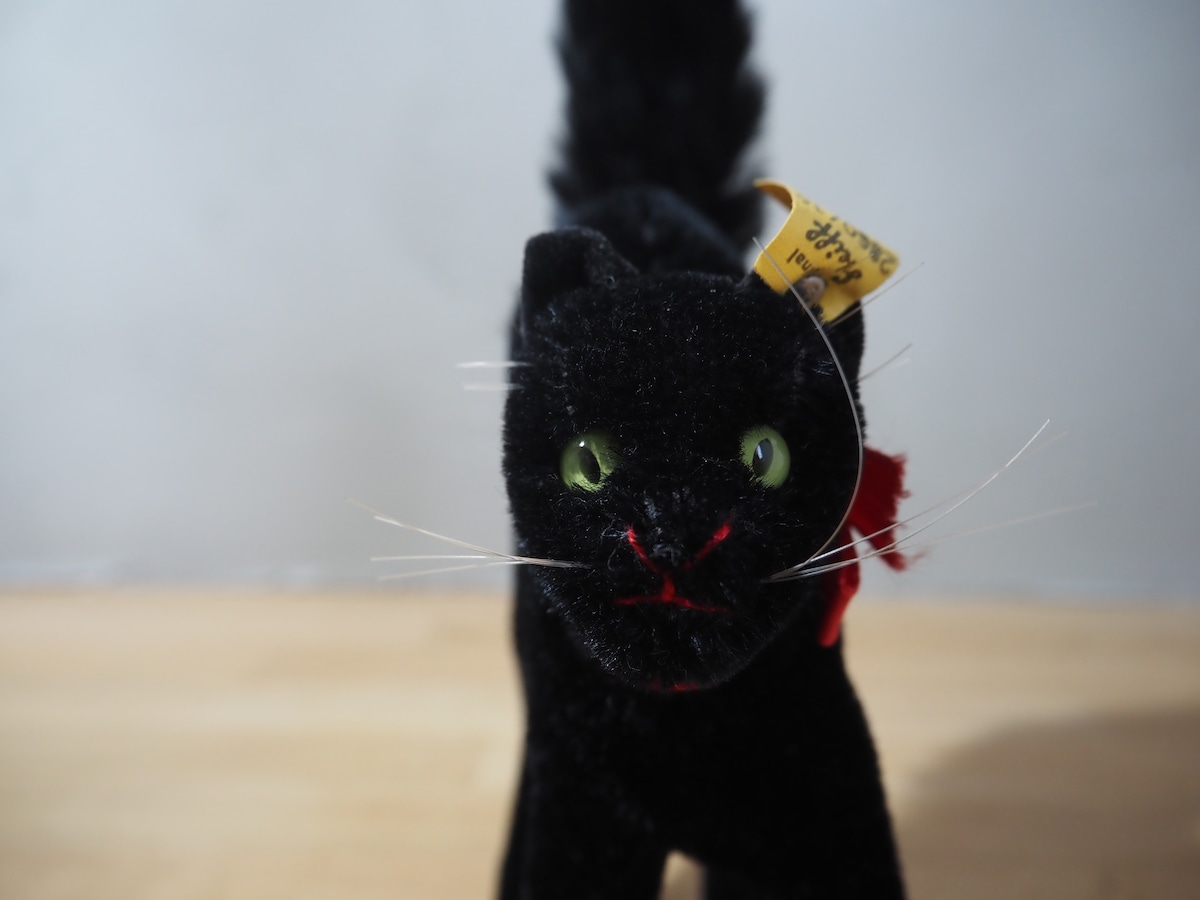 オールド シュタイフ ネコ トムキャット Steiff Black Tom Cat 14cm 