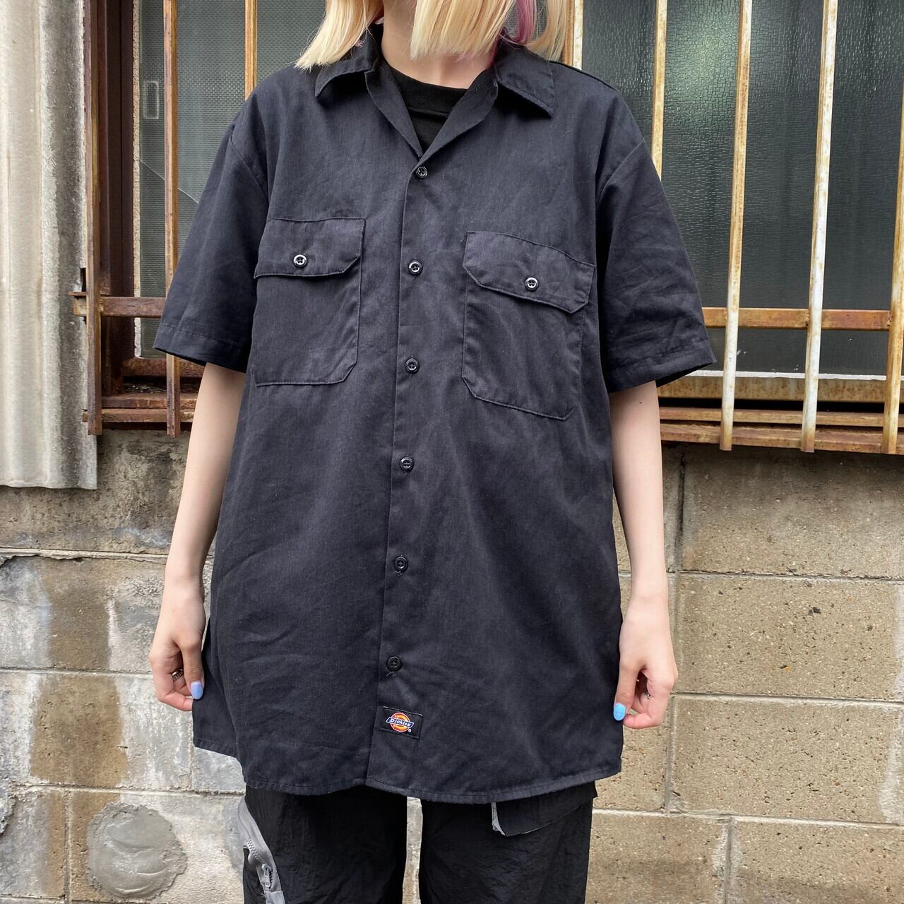 Dickies ディッキーズ 半袖ワークシャツ メンズm 古着 ブラック 黒 半袖シャツ Ss27 Cave 古着屋 公式 古着通販サイト