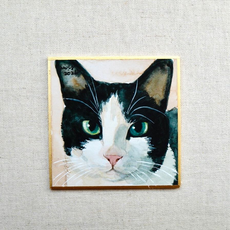 猫の絵 403 水彩画 原画 グレー猫 | Forest cat