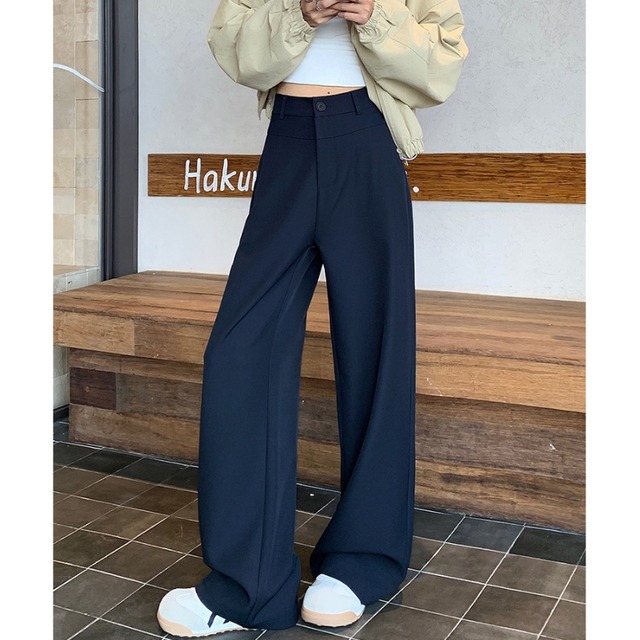 High-waist drapey narrow wide-leg pants (SN379)