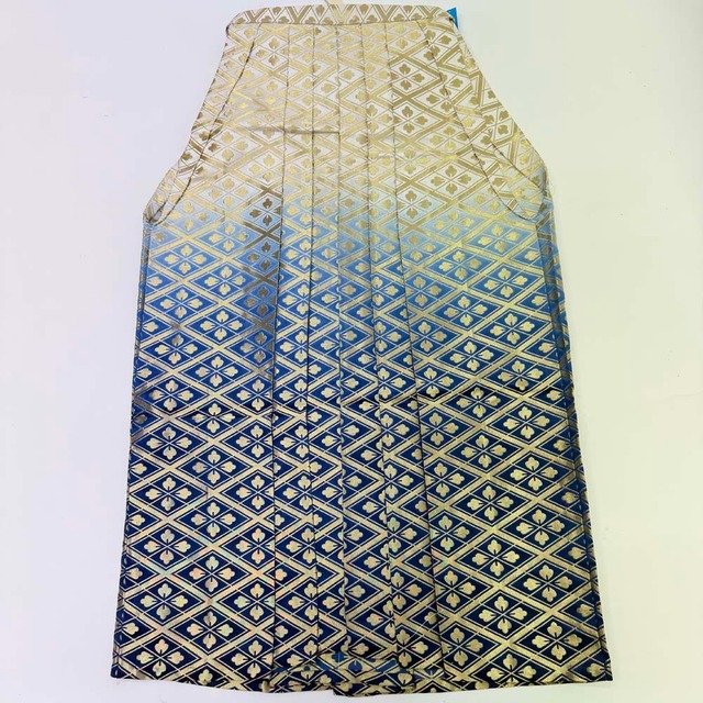 袴 行灯袴 男袴 紐下丈87cm 男性用袴 Lサイズ 成人式袴 金 青 中古 4660