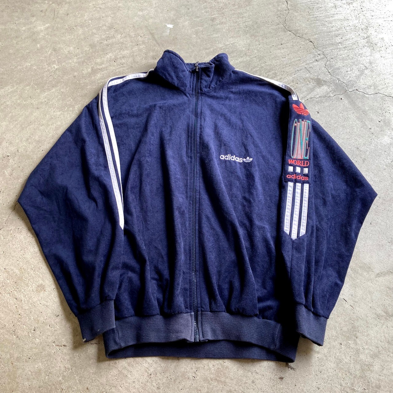 80〜90年代 フランス製 adidas アディダス ベロアジャージ ONE WORLD 