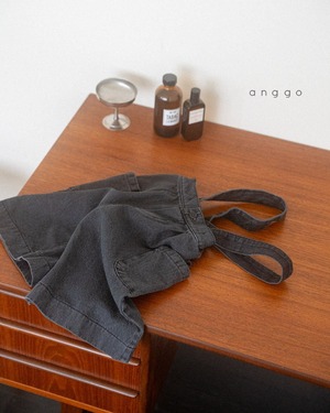 【anggo】サスペンダー付きワイドデニム ブラック 80〜120cm 241016
