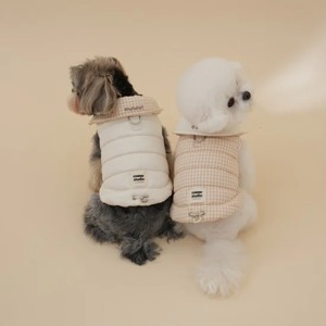 【予約】Organic Milk Padded Vest｜ Brown Check（お名前刺繍入り）