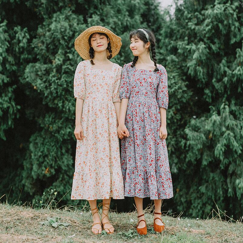 ガールフレンドスカートセンはレトロな非常に妖精フランスのニッチベルフラワースカートフレンズスーツ姉妹ドレス春と夏のドレス ドリームホーストラベル婦人服51991802455